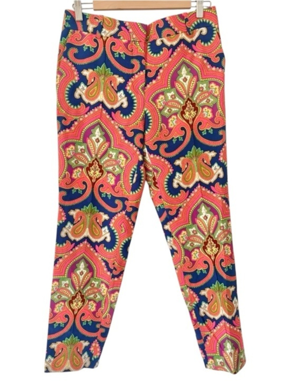 Celine Silk Trousers Made in France Authentic 100% Silk Straight Leg Paisley 38